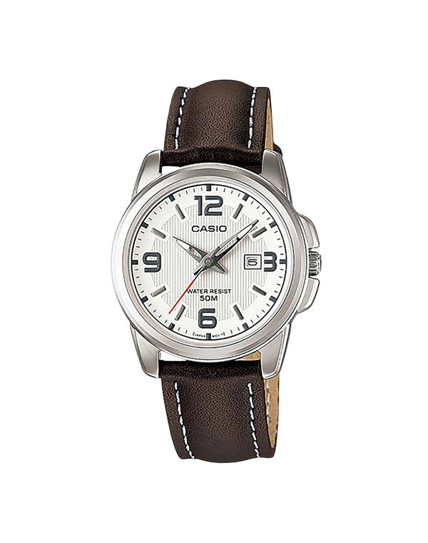 CASIO Silver Women's Brown Leather Band Watch
