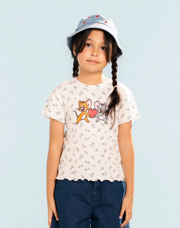 NOLIMIT Kids Girls MAGIC IN BLOOM Printed T-Shirt Off White