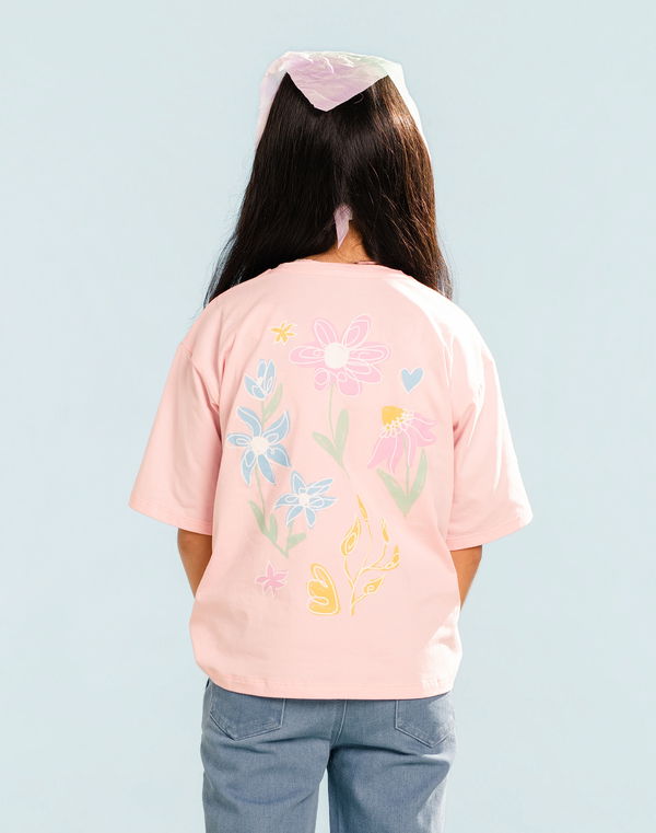 NOLIMIT MAGIC IN BLOOM Girls Oversized T-Shirt Pink