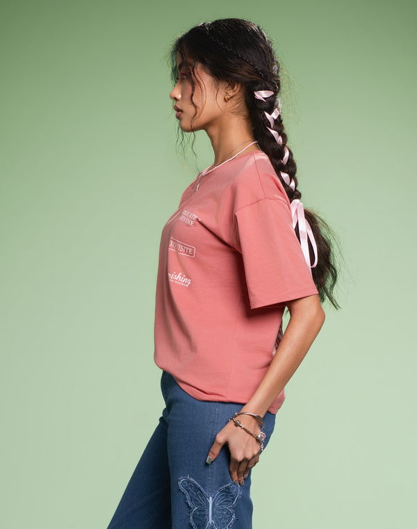 NOLIMIT THE SECRET GARDEN Kids Girls Oversized T-Shirt Dusty Pink
