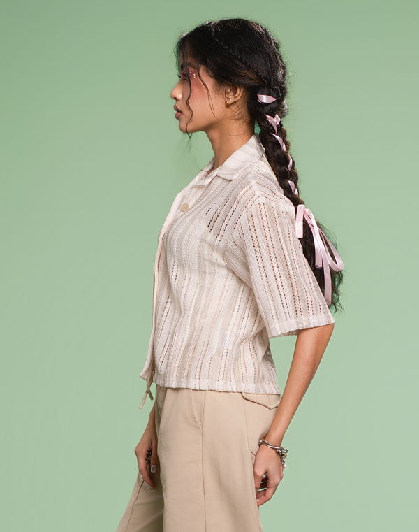 NOLIMIT THE SECRET GARDEN Kids Girls Stripe Blouse Off White