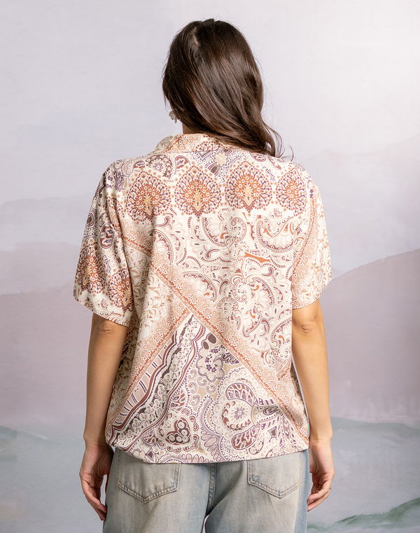 NOLIMIT Women's Printed Shirt Blouse Brown & White