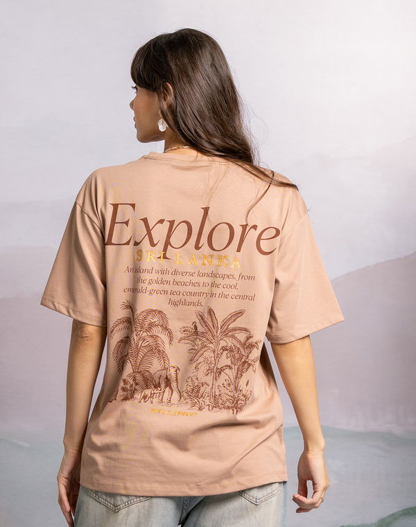 PINK ELEPHANT Women's Oversized T-Shirt Dark Beige