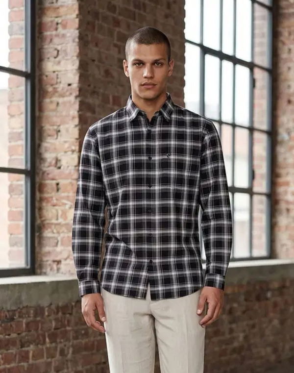 TOM DAVID Men's Regular Fit Casual Shirt Dark Green