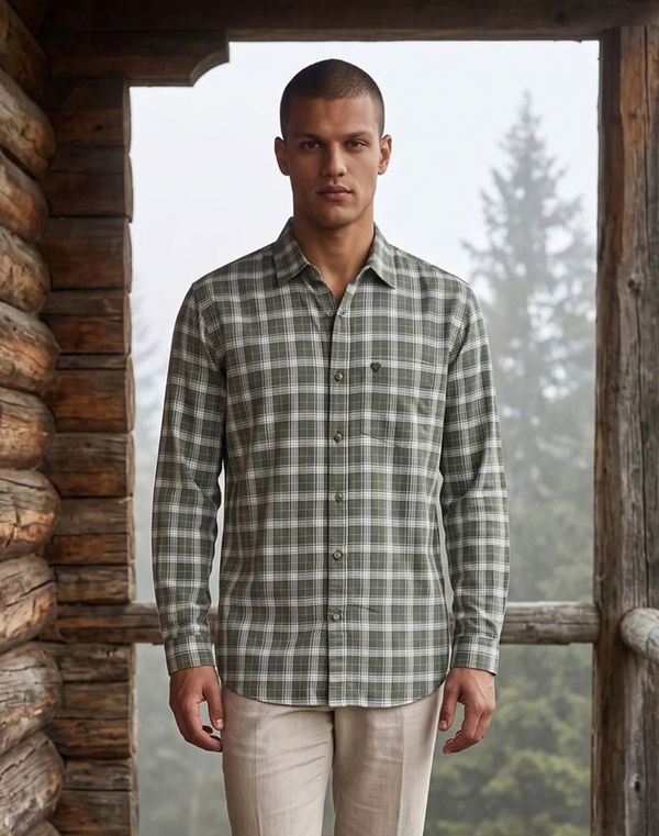 TOM DAVID Men's Regular Fit Casual Shirt Green
