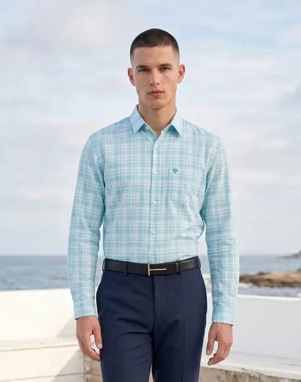 TOM DAVID Men's Regular Fit Casual Shirt Mint Blue