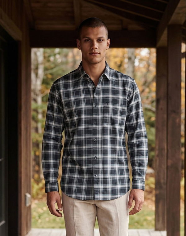 TOM DAVID Men's Regular Fit Casual Shirt Navy