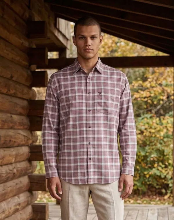 TOM DAVID Men's Regular Fit Casual Shirt Pink