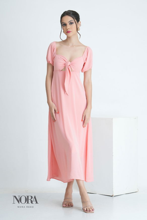 FRONT TIE MAXI DRESS  PINK