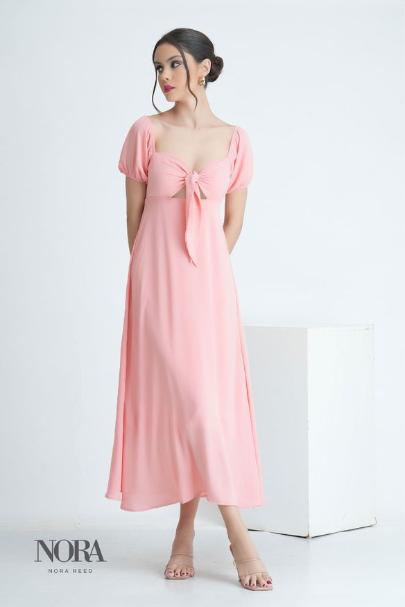 FRONT TIE MAXI DRESS  PINK