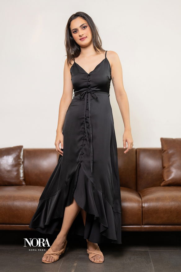 Button Down Maxi Dress Black