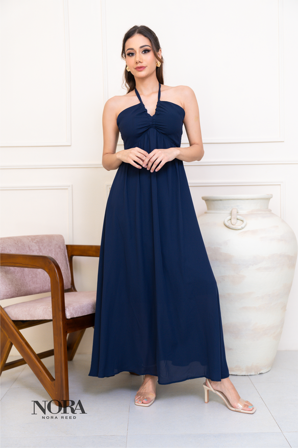 Halter Neck Sleevless Maxi dress Navy Blue