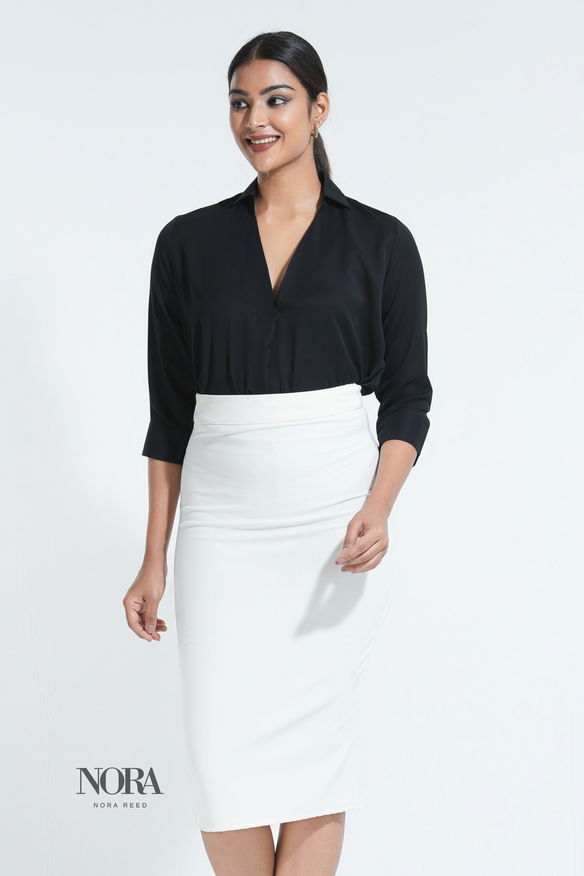 High Waist Pencil Skirt Off White