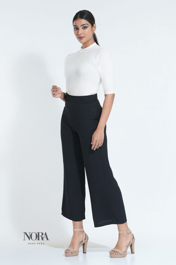 High Waisted Wide Leg Trouser Black