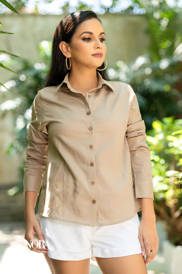 Long Sleeve Basic Shirt Nude