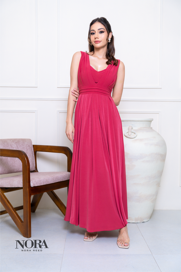 Pleated Detail Maxi Dress Pink