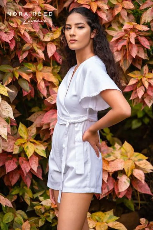 WHITE FRONT OVERLAP ROMPER